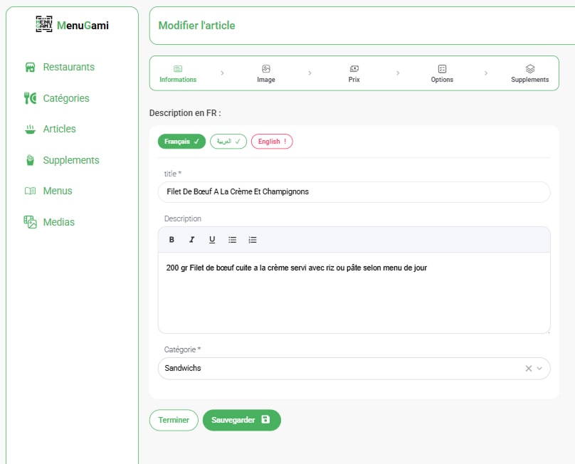 1. Informations sur le Produit